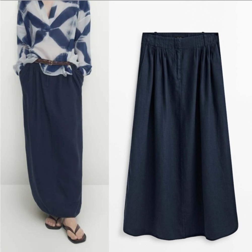 Massimo Dutti Navy Maxi Skirt